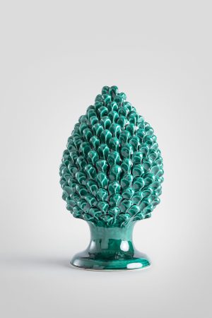 Pigna decorativa in ceramica verde ramina