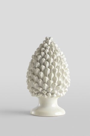 Pigna decorativa in ceramica bianca cm 40